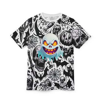 Spooky Graphic Tee, Unisex Halloween Shirt, Ghostly Design T-Shirt, Edgy Casual Wear, Unique Gift for Horror Fans