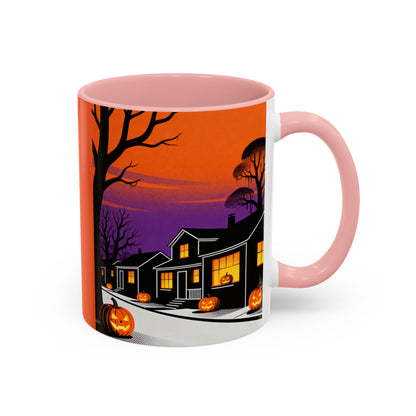 Halloween-Themed Accent Coffee Mug, Spooky Autumn Decor, Pumpkin Coffee Cup, Fall Gift, October Celebration