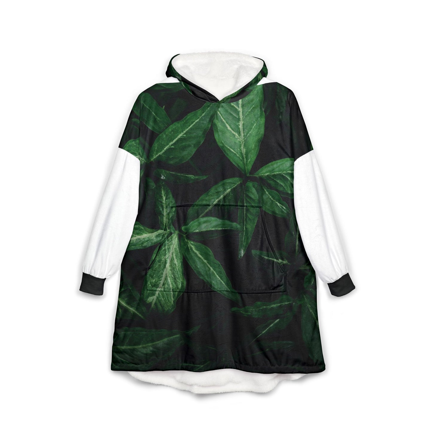 Cozy Leaf Print Hooded Blanket
