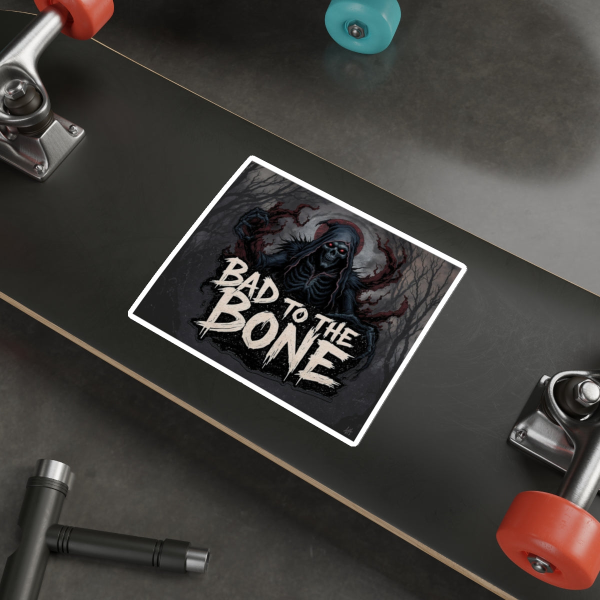 Bad to the Bone Die-Cut Stickers | Edgy Skull Decor, Laptop Decorations, Halloween Party Favors, Punk Aesthetic Accessories, Gift Stickers