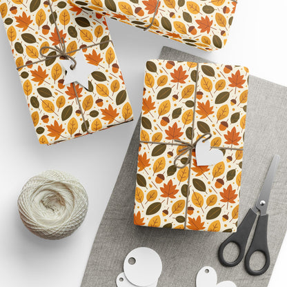 Autumn-Themed Wrapping Paper, Fall Leaves Gift Wrap, Seasonal Gift Wrapping, Eco-Friendly Wrap, Thanksgiving Party Supplies