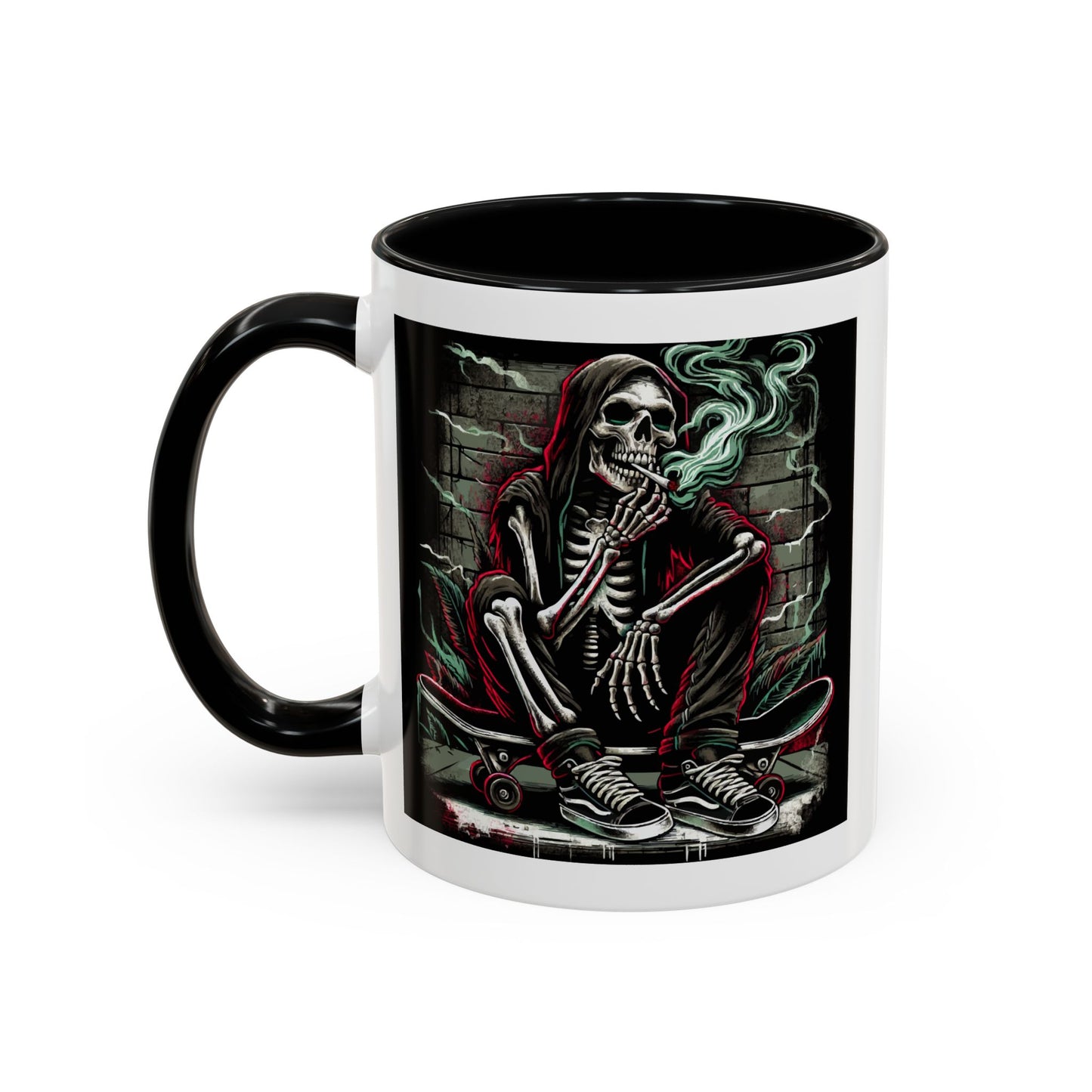 Gothic Skeleton Coffee Mug - Perfect for Halloween Decor, Gift for Skaters, Unique Drinkware, Spooky Vibe, 11 & 15oz Options