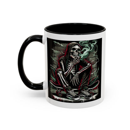 Gothic Skeleton Coffee Mug - Perfect for Halloween Decor, Gift for Skaters, Unique Drinkware, Spooky Vibe, 11 & 15oz Options