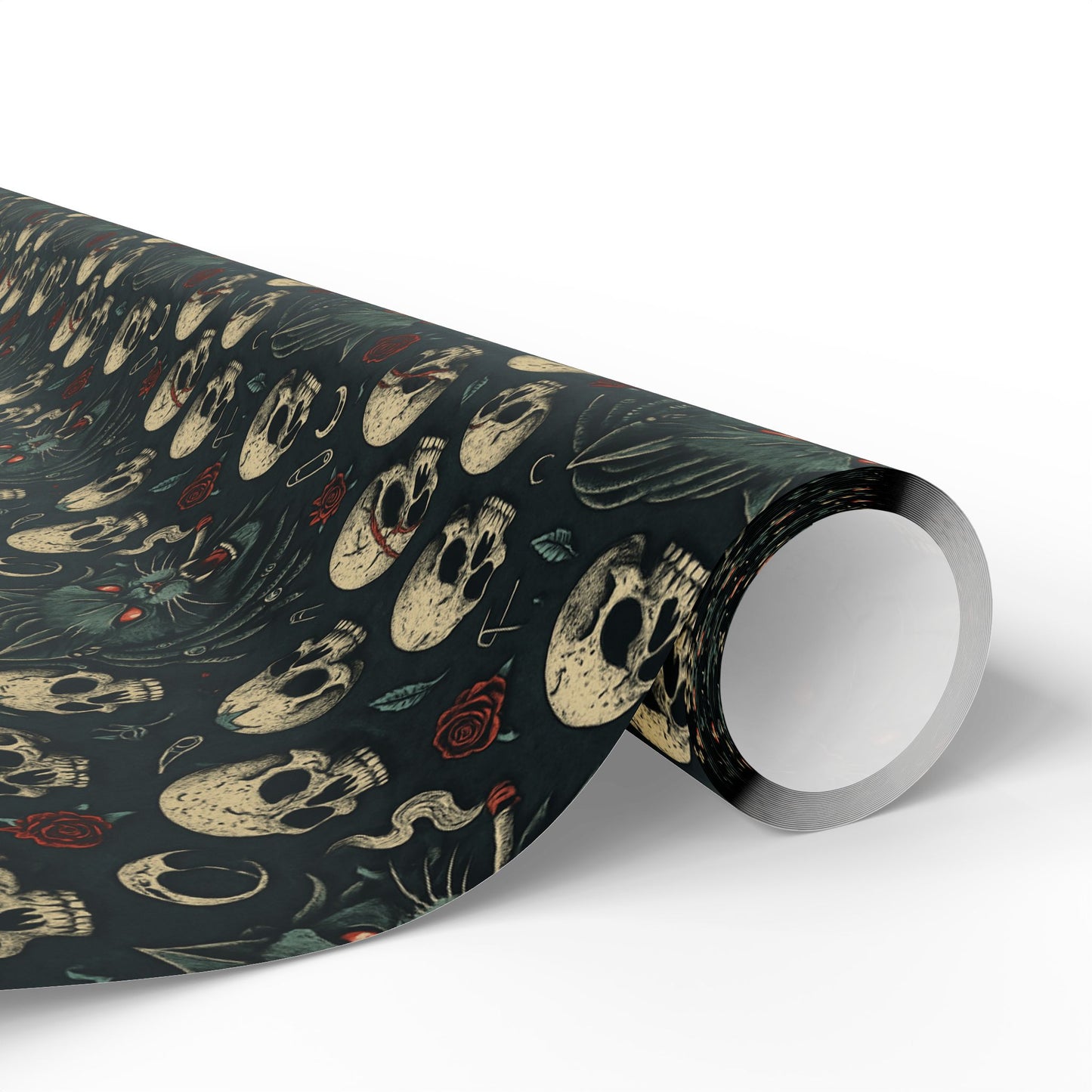 Dark Gothic Skulls Wrapping Paper, Spooky Gift Wrap for Halloween, Party Decor, Unique Present Packaging, Alternative Gift Wrap