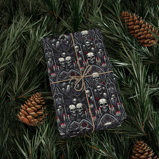 Gothic Skull Wrapping Paper - Unique Gift Wrap for Halloween, Birthdays, Parties, Celebrations, Occasions