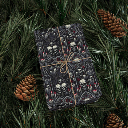 Gothic Skull Wrapping Paper - Unique Gift Wrap for Halloween, Birthdays, Parties, Celebrations, Occasions