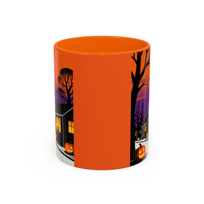 Halloween-Themed Accent Coffee Mug, Spooky Autumn Decor, Pumpkin Coffee Cup, Fall Gift, October Celebration