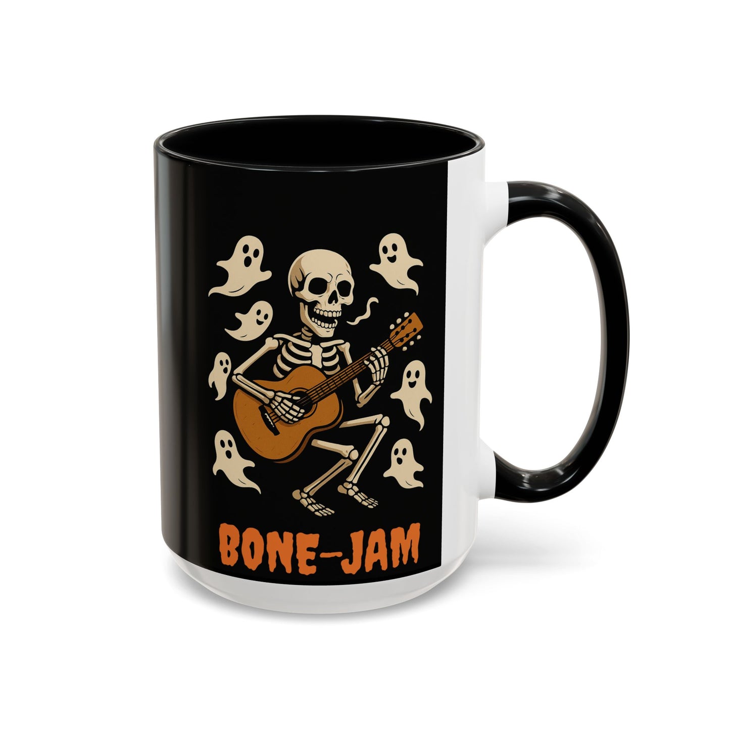 Spooky Skeleton Coffee Mug, Halloween Decor, Bone-Jam Ghost Mug, Gift for Music Lovers, Unique Drinkware