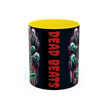 Gothic Coffee Mug, Spooky Mug, Halloween Gift, Ghost-Themed Drinkware, DJ Skull Mug, Music Lover’s Mug
