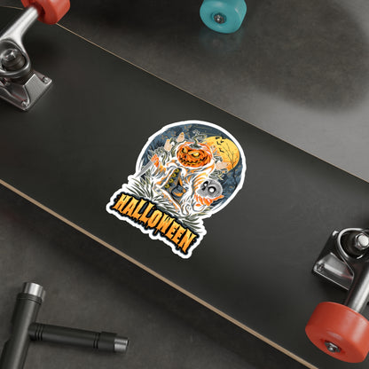 Halloween Die-Cut Stickers, Perfect for Scrapbooking, Gift Giving, & Halloween Decor, Spooky Pumpkin & Skull Design