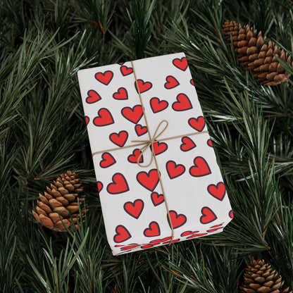 Festive Heart Wrapping Paper, Valentine's Gift Wrap, Love Bows, Holiday Decor, Cute Gift Packaging, Party Supplies