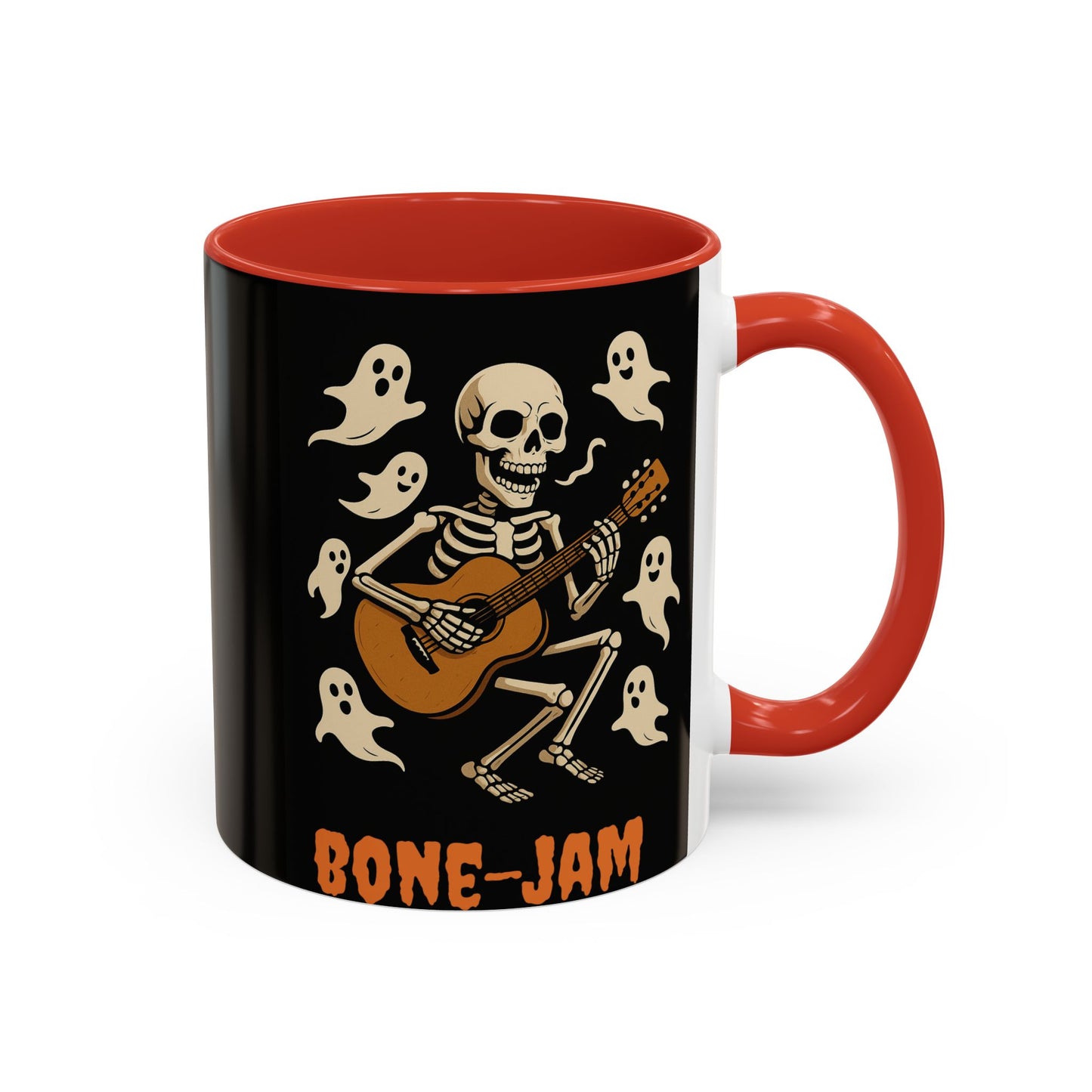 Spooky Skeleton Coffee Mug, Halloween Decor, Bone-Jam Ghost Mug, Gift for Music Lovers, Unique Drinkware