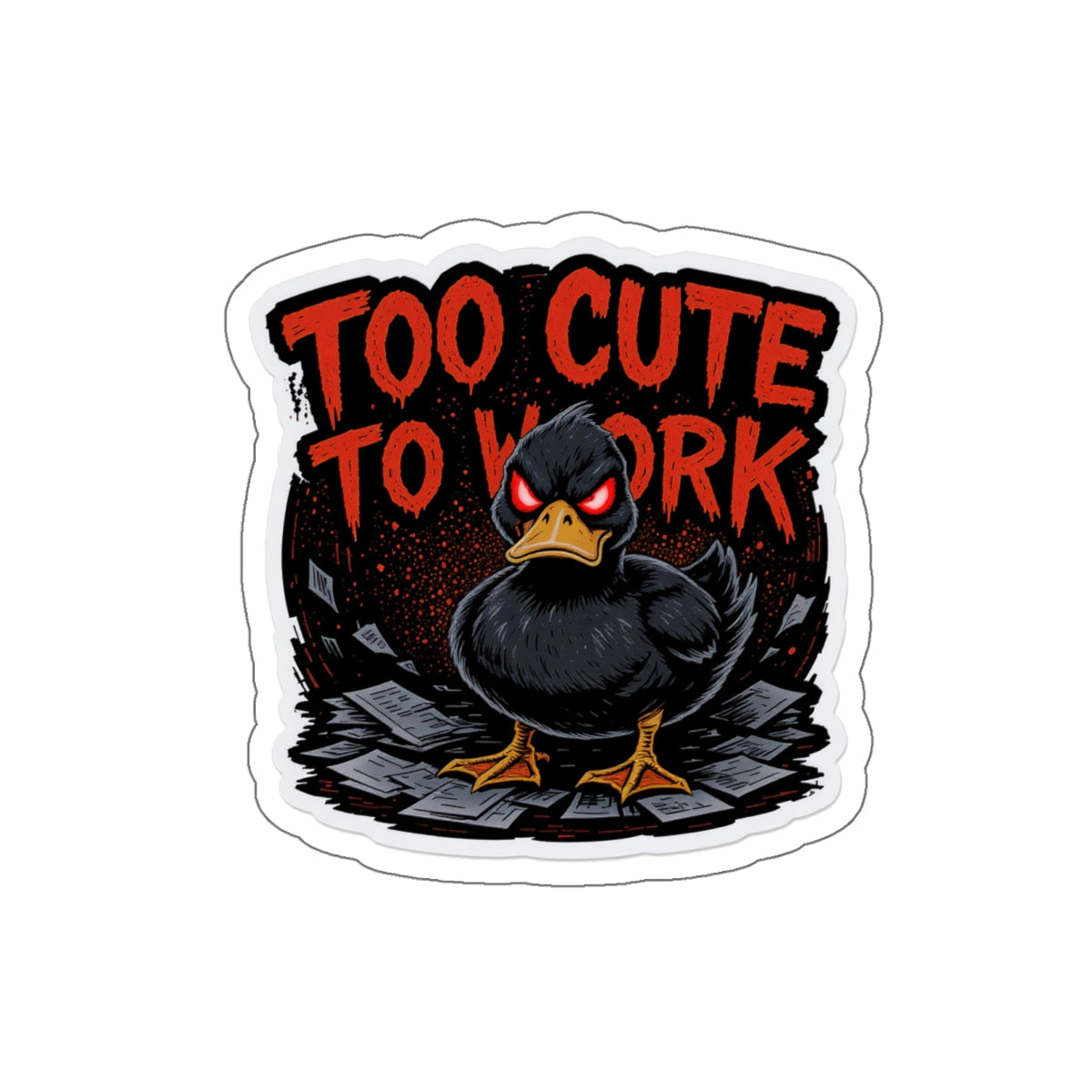 Too Cute to Work Die-Cut Stickers | Cute Duck Sticker for Laptops, Water Bottles, Scrapbooking, Gifts, Decoration