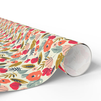 Floral Wrapping Paper for All Occasions, Gift Wrap Roll, Birthday, Holiday, Eco-Friendly, Festive Gift Packaging, Artisan Design