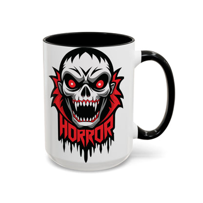 Horror-Themed Coffee Mug, Unique Gift for Halloween Lovers, Scary Decor, Black Accented Mug, Gothic Drinkware, Spooky Kitchenware