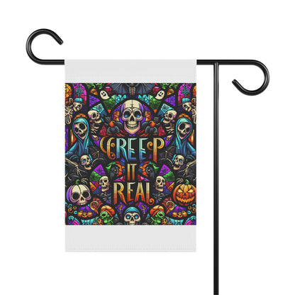 Spooky Garden Flag, Halloween Decor, Creepy Outdoor Banner, Skull Banner, Autumn Decorations, Yard Flag for Halloween