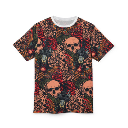 Gothic Floral Skull Tee, Edgy Graphic T-Shirt, Alternative Fashion, Unique Gift, Halloween Apparel, Vintage-Inspired Art