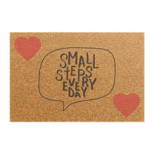 Inspirational Doormat, Small Steps Every Day Welcome Mat, Heart Design Entry Rug, Motivational Home Decor, Housewarming Gift