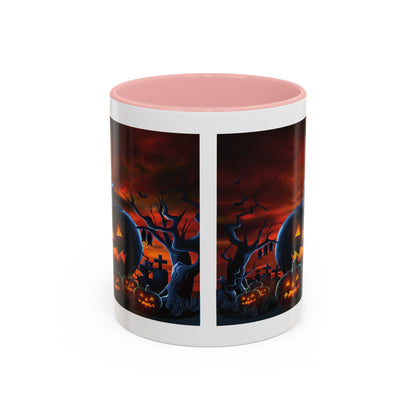 Halloween Pumpkin Accent Mug, Spooky Coffee Cup, Fall Decor, Trick or Treat Gift, Dark Themed Drinkware, Halloween 2023,