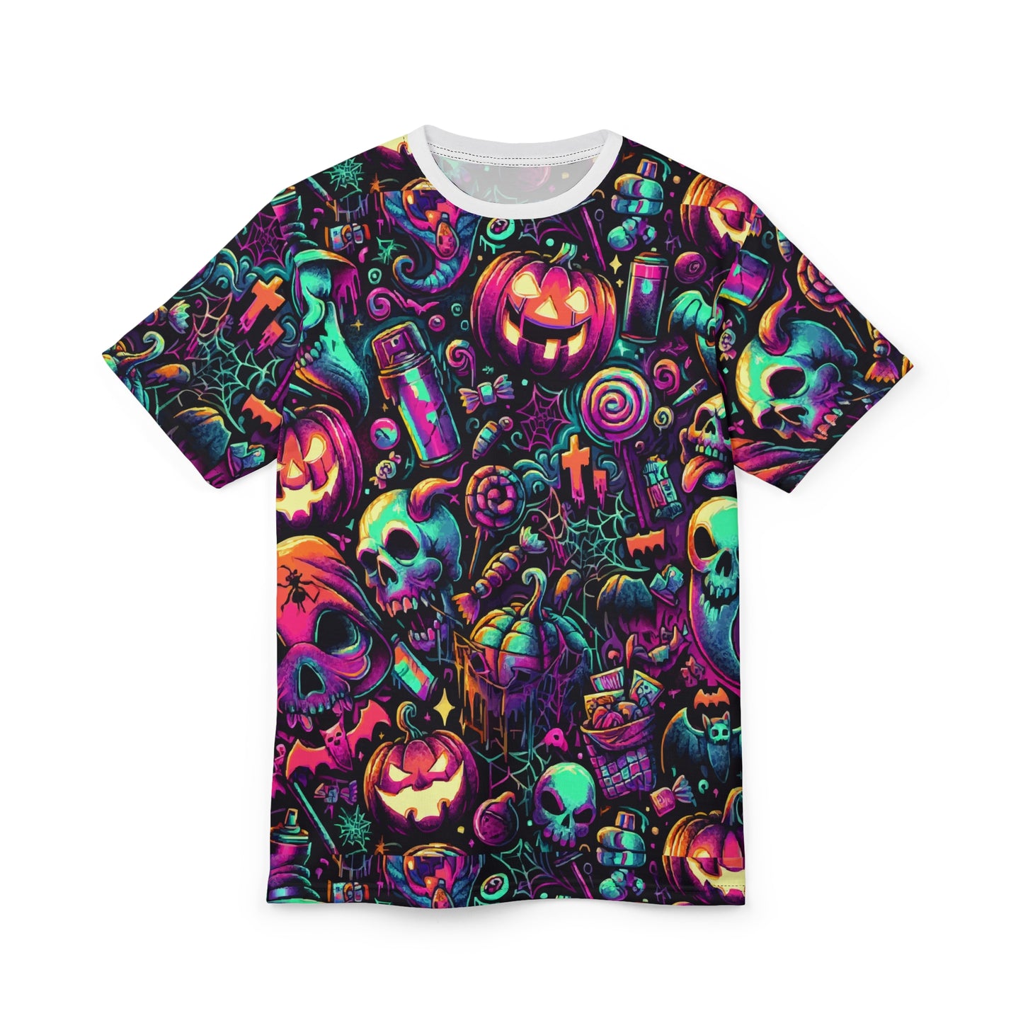 Halloween Vibes Unisex Cut & Sew Tee, Spooky Shirt for Parties, Haunted Home Decor, Treat or Treat Celebration Tee, Unique Costume Top