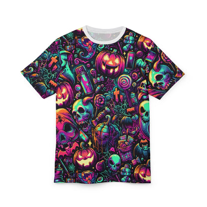Halloween Vibes Unisex Cut & Sew Tee, Spooky Shirt for Parties, Haunted Home Decor, Treat or Treat Celebration Tee, Unique Costume Top