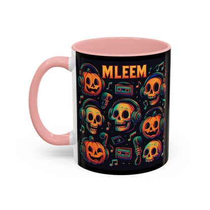 Halloween Skull Coffee Mug, Spooky Decor, Gift for Music Lovers, Pumpkin Head Mug, Halloween Party Favor