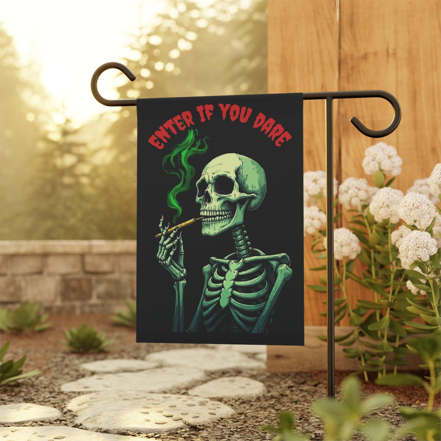 Skeleton Garden Banner, Spooky Home Decor, Halloween Yard Sign, Gothic Outdoor Decoration, Unique Gift for Halloween Lovers