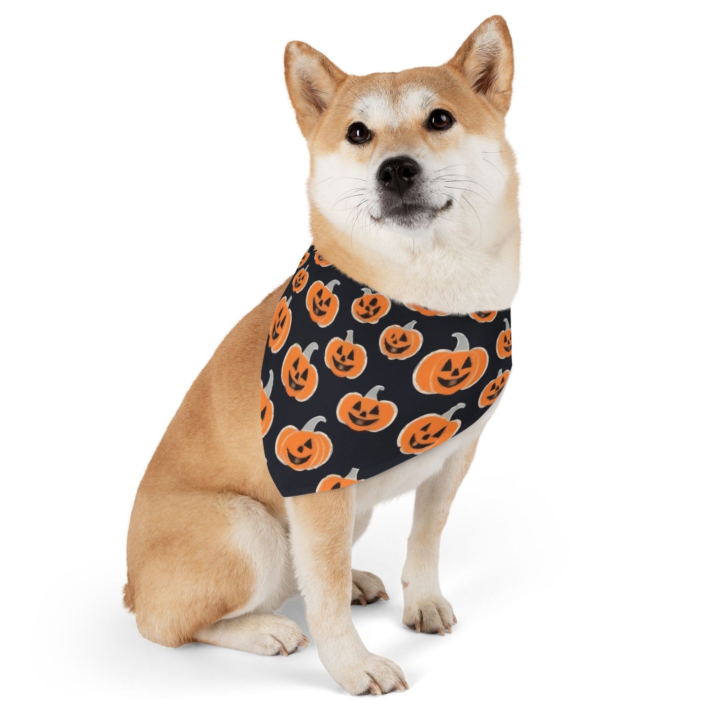 Pumpkin Print Pet Bandana Collar, Halloween Dog Accessory, Spooky Pet Fashion, Fall Outfit for Dogs, Dog Costume, Pet Halloween Gear