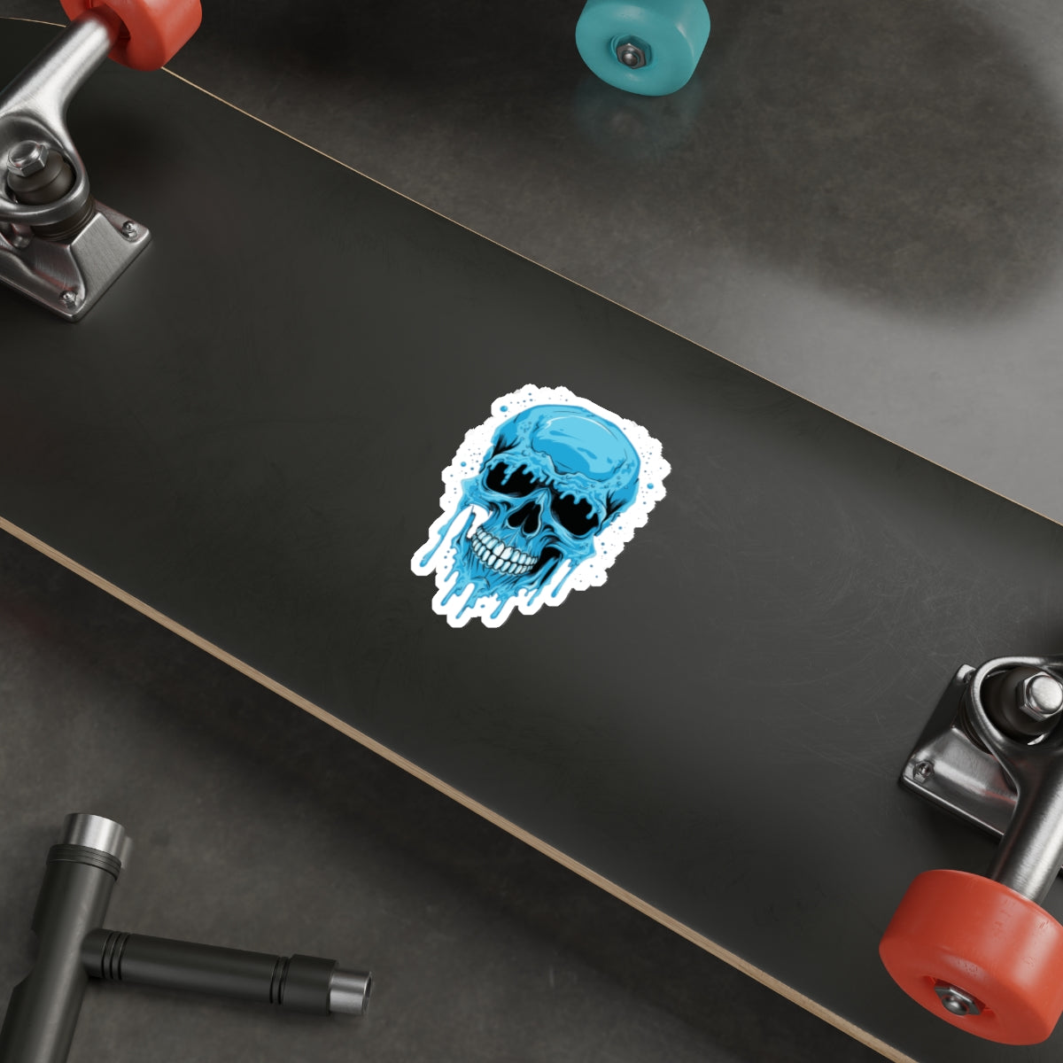 Cool Blue Skull Die-Cut Stickers, Edgy Stickers for Laptop, Car Decals, Halloween Party Decor, Gift for Teens
