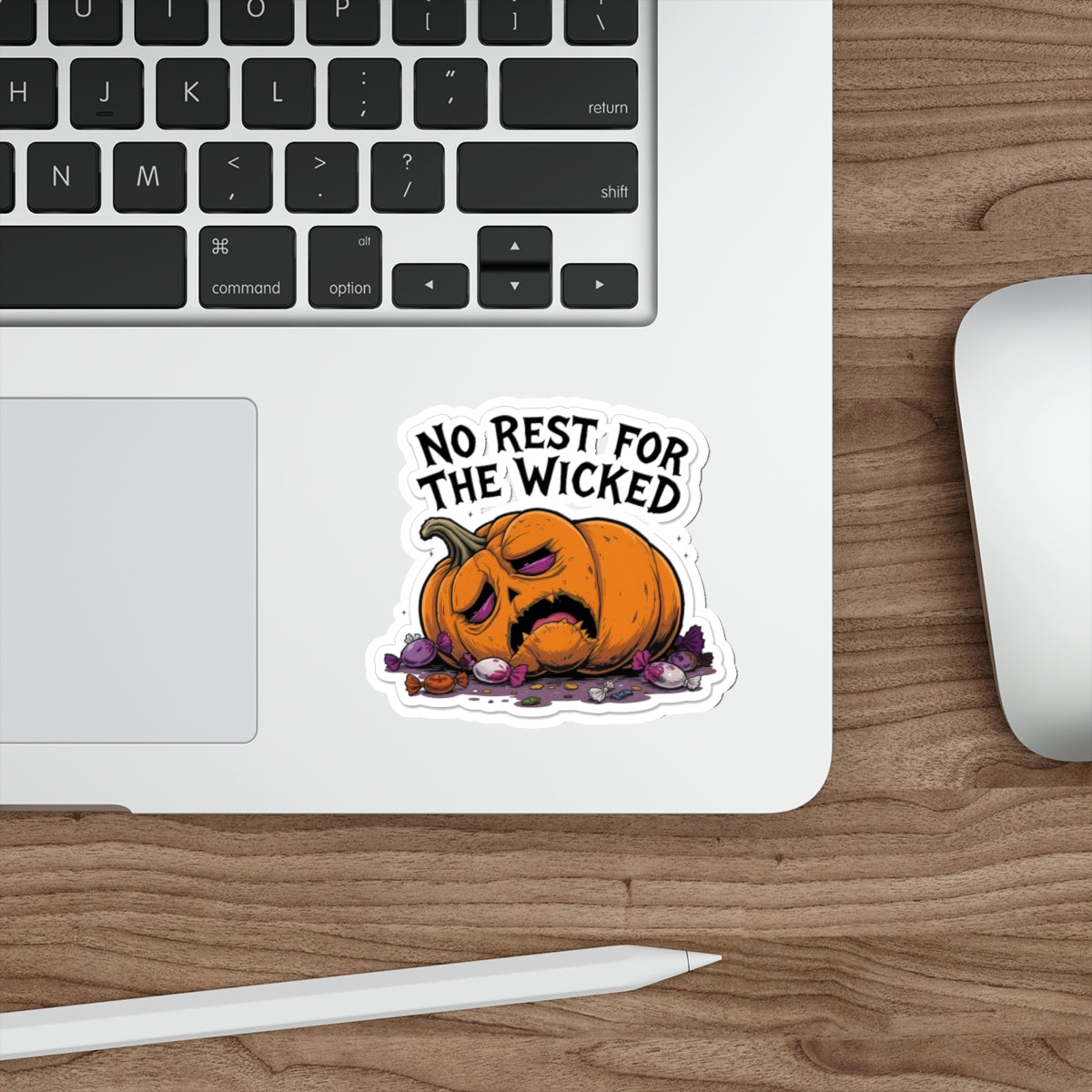 Pumpkin-Themed Die-Cut Stickers, Halloween Decor, Cute Stickers for Laptops, No Rest for the Wicked, Gifts for Spooky Season
