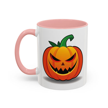 Halloween Pumpkin Accent Mug | Spooky Coffee Cup | Fall Decor | Pumpkin Art | Gift for Halloween Lovers, 11oz, 15oz