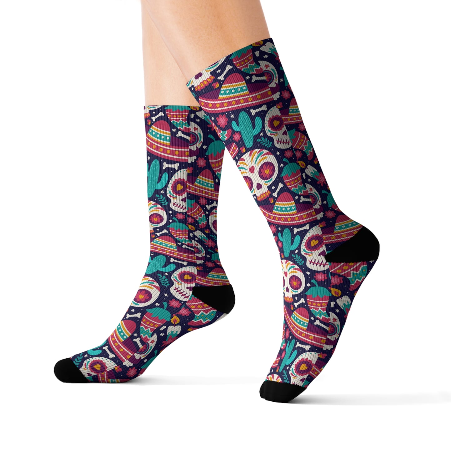 Colorful Day of the Dead Socks, Fun Patterned Socks for Halloween, Gift for Her, Unique Fashion Socks, Cozy Everyday Wear
