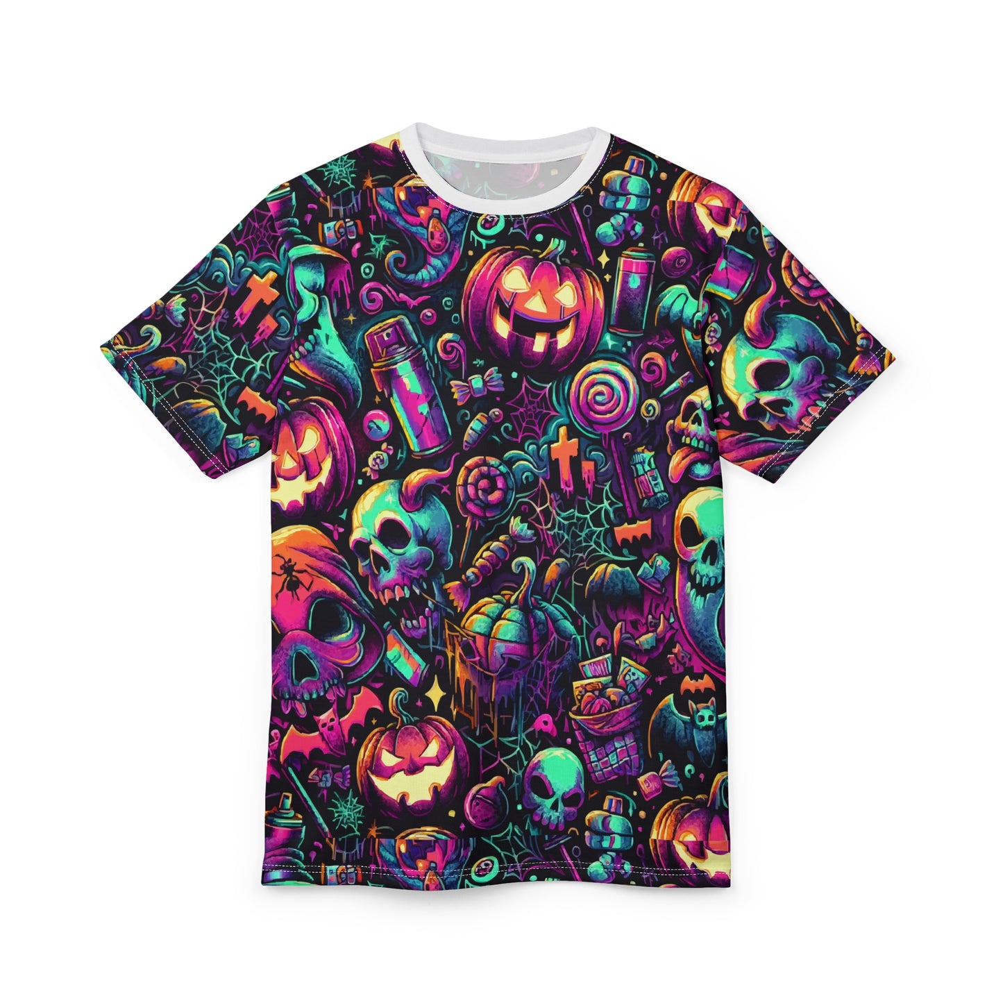 Halloween Vibes Unisex Cut & Sew Tee, Spooky Shirt for Parties, Haunted Home Decor, Treat or Treat Celebration Tee, Unique Costume Top