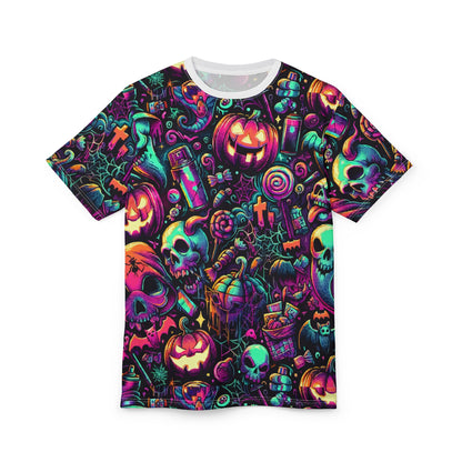 Halloween Vibes Unisex Cut & Sew Tee, Spooky Shirt for Parties, Haunted Home Decor, Treat or Treat Celebration Tee, Unique Costume Top