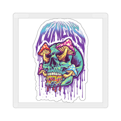 Vibrant Skull Mushroom Die-Cut Stickers | Psychedelic Art, Laptop Decor, Gift for Artists, Festival Essentials, Cool Stickers