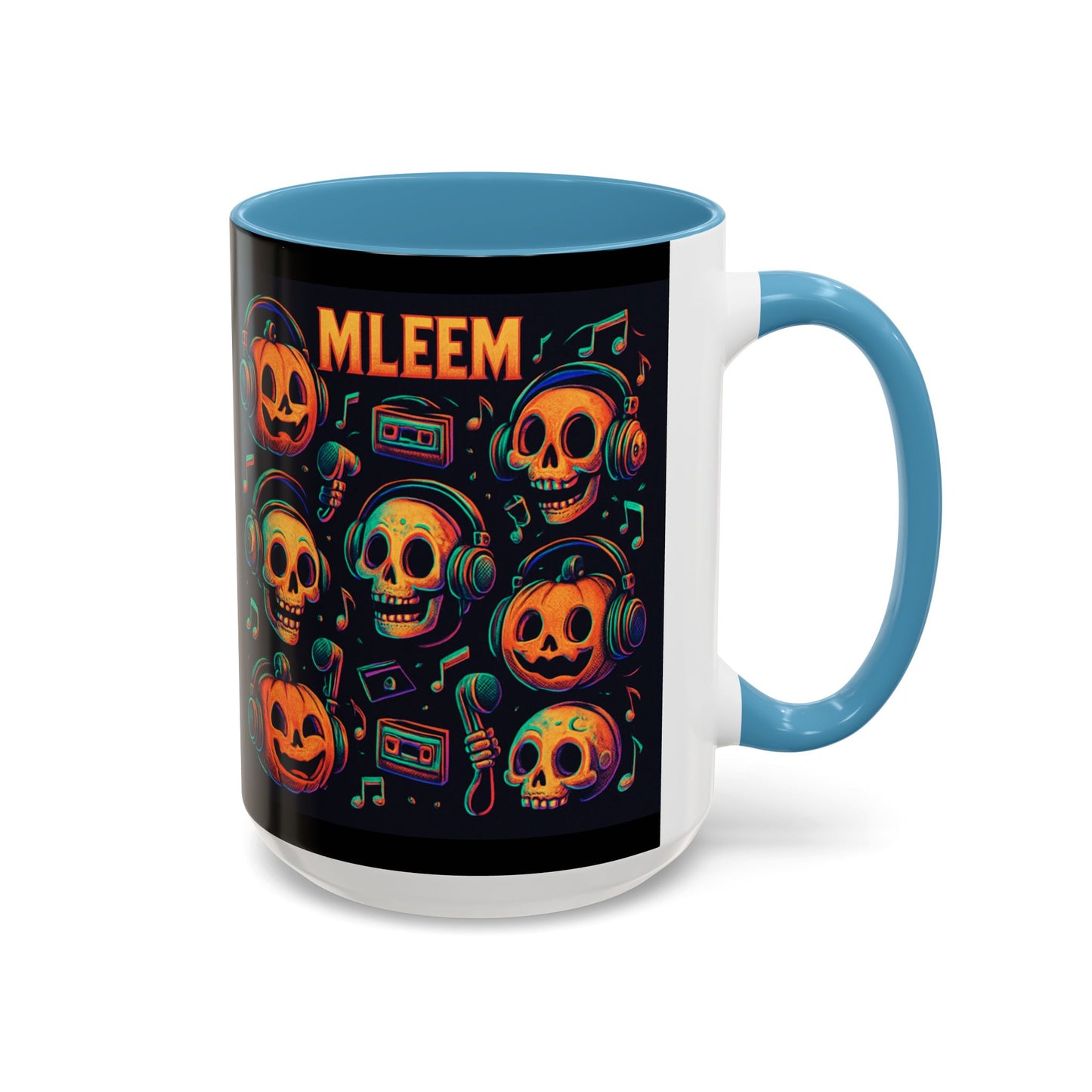 Halloween Skull Coffee Mug, Spooky Decor, Gift for Music Lovers, Pumpkin Head Mug, Halloween Party Favor