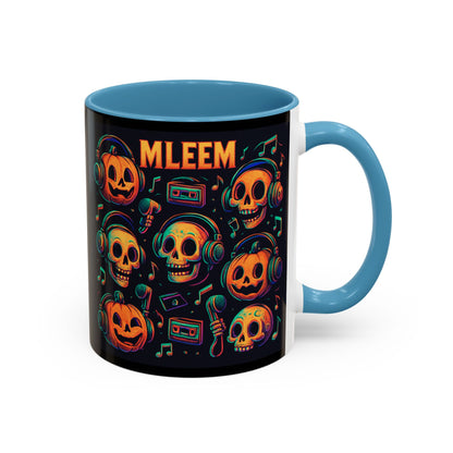 Halloween Skull Coffee Mug, Spooky Decor, Gift for Music Lovers, Pumpkin Head Mug, Halloween Party Favor