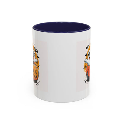 Halloween Ghost Car Coffee Mug, Spooky Mug for Fall, Pumpkin Spice Coffee Cup, Halloween Theme Drinkware, Funny Ghost Mug
