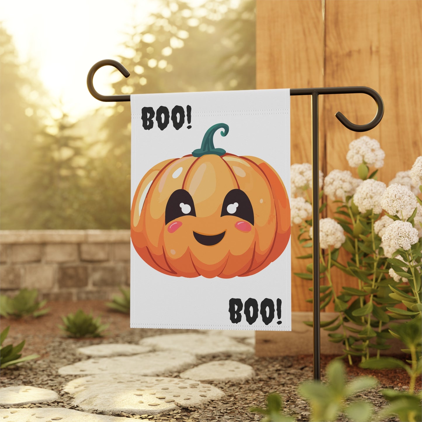 Cute Fall Garden Banner for Halloween Decor, Pumpkin Flag, Outdoor Autumn Decoration, Boo! Banner, Seasonal Yard Flag