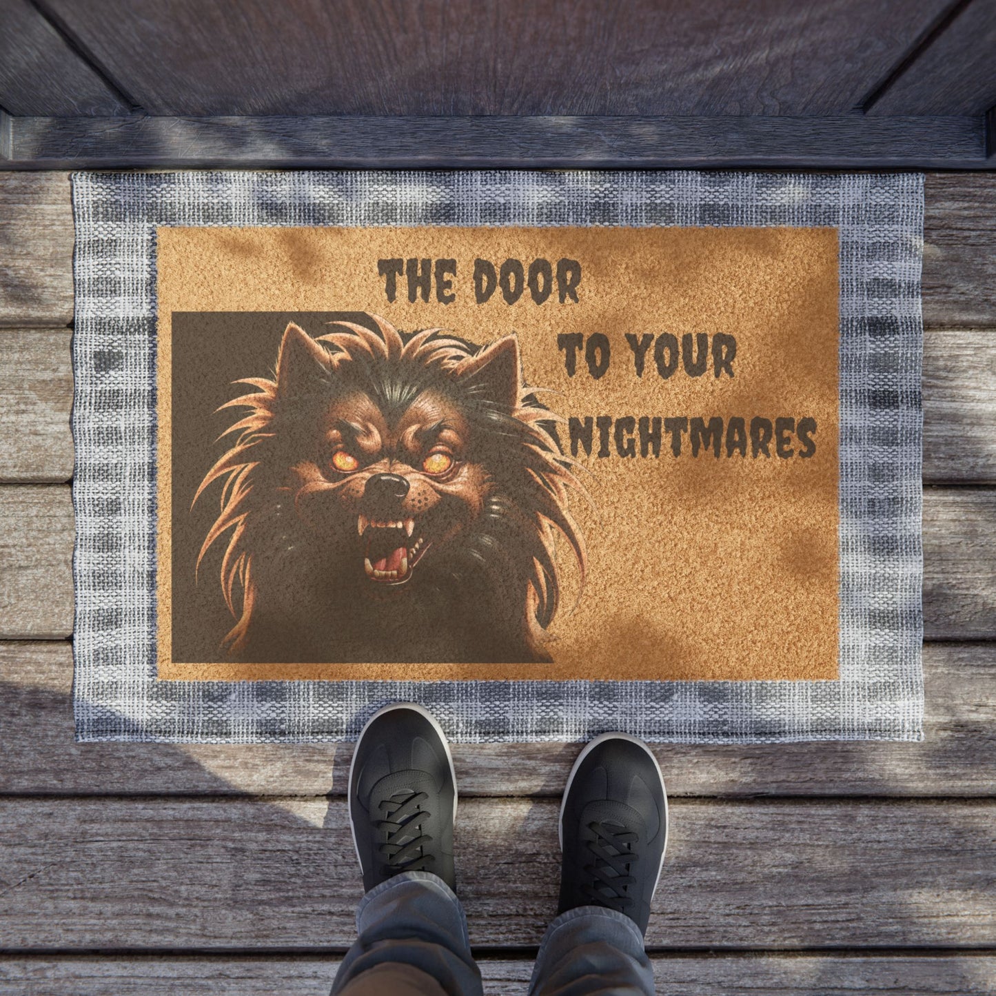 Spooky Wolf Doormat, Halloween Decor, Home Welcome Mat, Funny Door Mat, Gothic Entryway Rug
