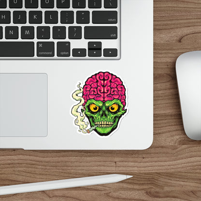 Edgy Brain Skull Die-Cut Stickers | Cool Laptop Stickers, Party Decor, Halloween Gifts, Punk Aesthetic, Unique Art Stickers