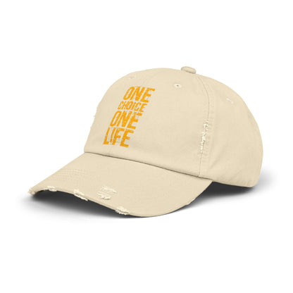 Unisex Distressed Cap - Motivational Hat, Everyday Wear, Casual Style, Gift for Friends, Trendy Cap, One Life Design
