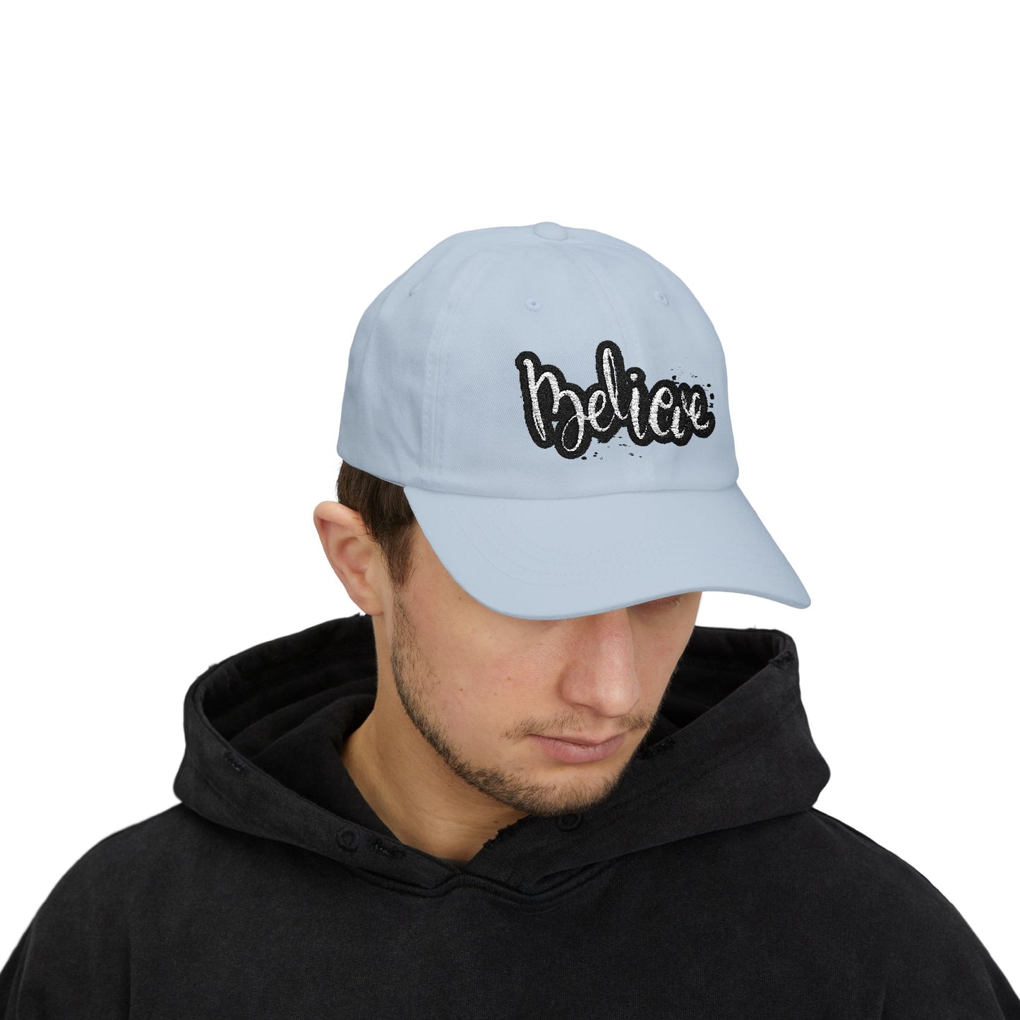 Believe Classic Dad Cap, Motivational Hat, Gift for Dad, Casual Cap, Summer Accessory, Adjustable White Cap