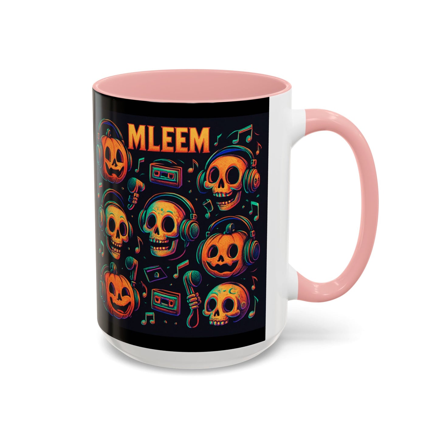 Halloween Skull Coffee Mug, Spooky Decor, Gift for Music Lovers, Pumpkin Head Mug, Halloween Party Favor