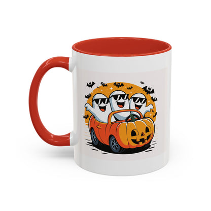 Halloween Ghost Car Coffee Mug, Spooky Mug for Fall, Pumpkin Spice Coffee Cup, Halloween Theme Drinkware, Funny Ghost Mug