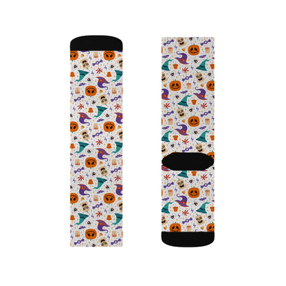Cheerful Sublimation Socks for Fun Days, Colorful Holiday Sock Gift, Cute Patterned Crew Socks, Seasonal Celebrations, Whimsical Socks