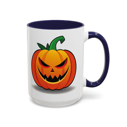 Halloween Pumpkin Accent Mug | Spooky Coffee Cup | Fall Decor | Pumpkin Art | Gift for Halloween Lovers, 11oz, 15oz