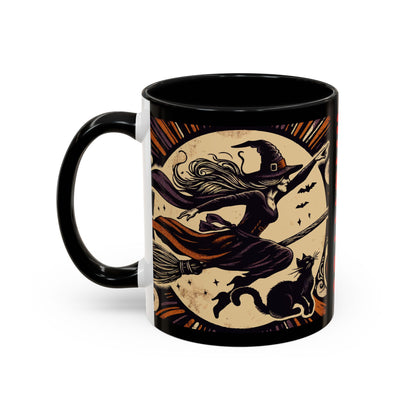 Halloween-Themed Accent Coffee Mug, Coffee Cup for Witch Lovers, Haunted Mug for Spooky Season, Unique Gift for Halloween, Witch Decor