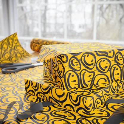 Stylish Wrapping Paper Roll, Unique Gift Wrap for Birthdays, Holidays, Anniversaries, DIY Crafts, Yellow Black Design