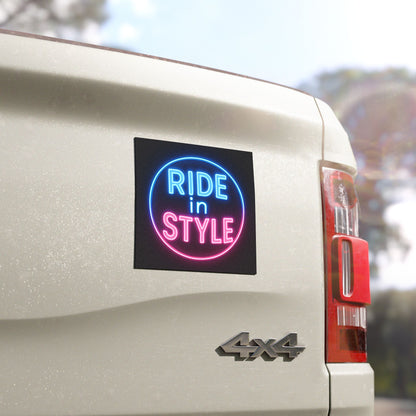 Neon Ride in Style Car Magnets | Fun Auto Decor, Car Accessories, Gift for Drivers, Road Trip Essentials, Unique Vehicle Charm